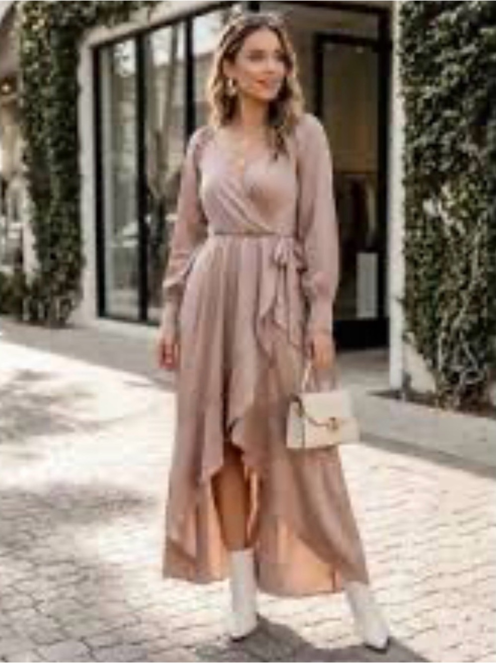 Baltic Born Katya high low long sleeve Champagne dress NWT 1X